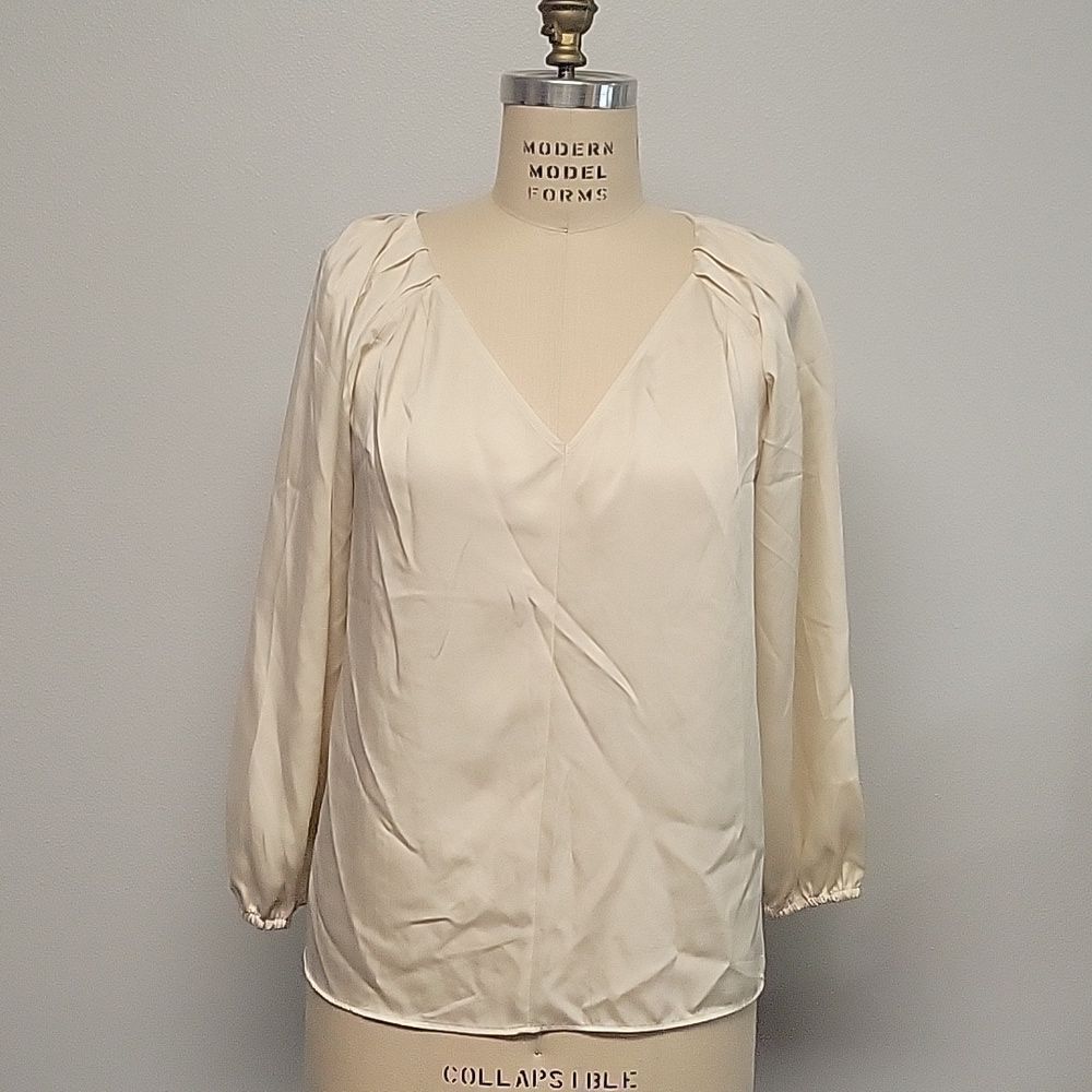 LOFT Cuffed Sleeve Blouse With Shoulder Details. Size M